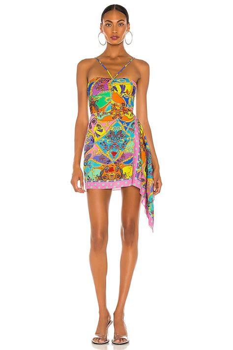 Versace Jeans Couture Paisley Print Dress in Rose Wild Orchid 